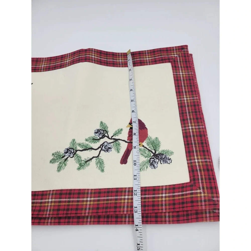 Cardinal Plaid Decorative Placemat Cottage‎ Cabin Granny Decor Holiday Table - 4